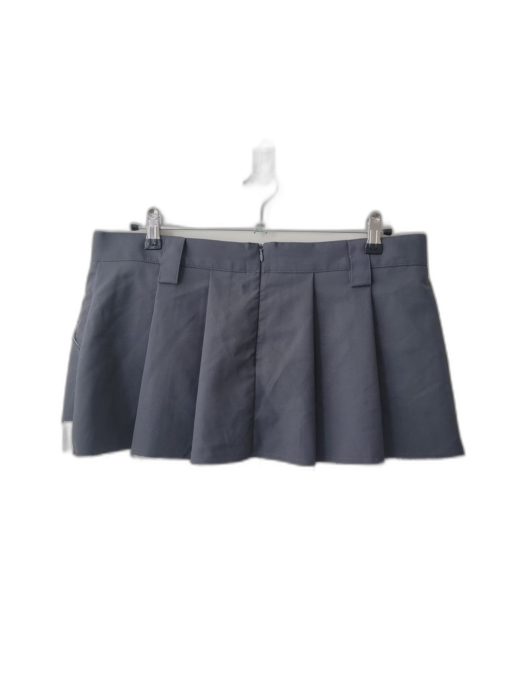 Gateless Gray Pleated Extreme Mini Cuttoff Skirt - Picture 2 of 7